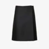 Miu Miu Logo-embroidered Stretch-woven Midi Skirt -VogueVibe Store R04149722 NERO M