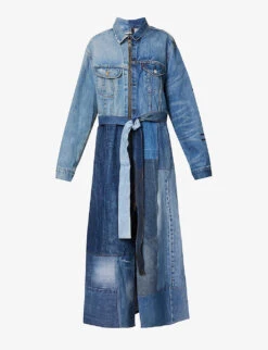 Logo-embroidered Panelled Upcycled Coat