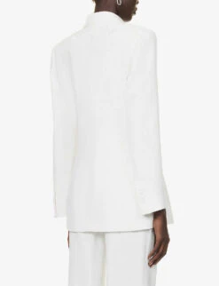 Alberta Ferretti Double-breasted Peak-lapel Woven Blazer -VogueVibe Store R04149937 WHITE ALT03