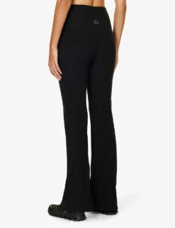 Beyond Yoga Spacedye Wrap-over Flared-leg High-rise Stretch-woven Leggings -VogueVibe Store R04150159 DARKESTNIGHT ALT03