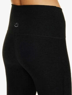 Beyond Yoga Spacedye Wrap-over Flared-leg High-rise Stretch-woven Leggings -VogueVibe Store R04150159 DARKESTNIGHT ALT04