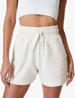 Sweaty Betty Revive Relaxed-fit High-rise Cotton And Recycled Polyester-blend Shorts -VogueVibe Store R04150404 LILYWHITE ALT02
