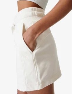 Sweaty Betty Revive Relaxed-fit High-rise Cotton And Recycled Polyester-blend Shorts -VogueVibe Store R04150404 LILYWHITE ALT04