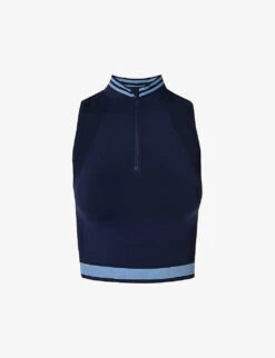Sweaty Betty Athlete Seamless Half-zip Stretch-jersey Tank Top