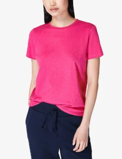 Sweaty Betty Refresh Round-neck Organic-cotton T-shirt -VogueVibe Store R04150492 FRAMBOISEPINK ALT02