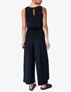 Sweaty Betty Cruise Wide-leg Stretch-woven Jumpsuit -VogueVibe Store R04150497 BLACK ALT02