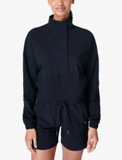 Sweaty Betty Explorer Half Zip-fastened Stretch-nylon Jacket -VogueVibe Store R04150498 BLACK ALT02