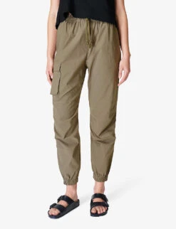 Sweaty Betty Quinn Cargo Elasticated-waist Slim-leg Mid-rise Stretch-woven Trousers -VogueVibe Store R04150506 BIRCHGREEN ALT02