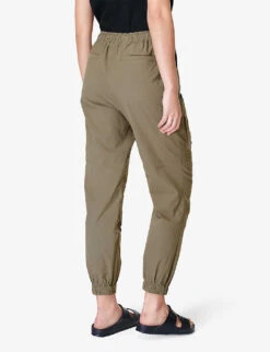 Sweaty Betty Quinn Cargo Elasticated-waist Slim-leg Mid-rise Stretch-woven Trousers -VogueVibe Store R04150506 BIRCHGREEN ALT03
