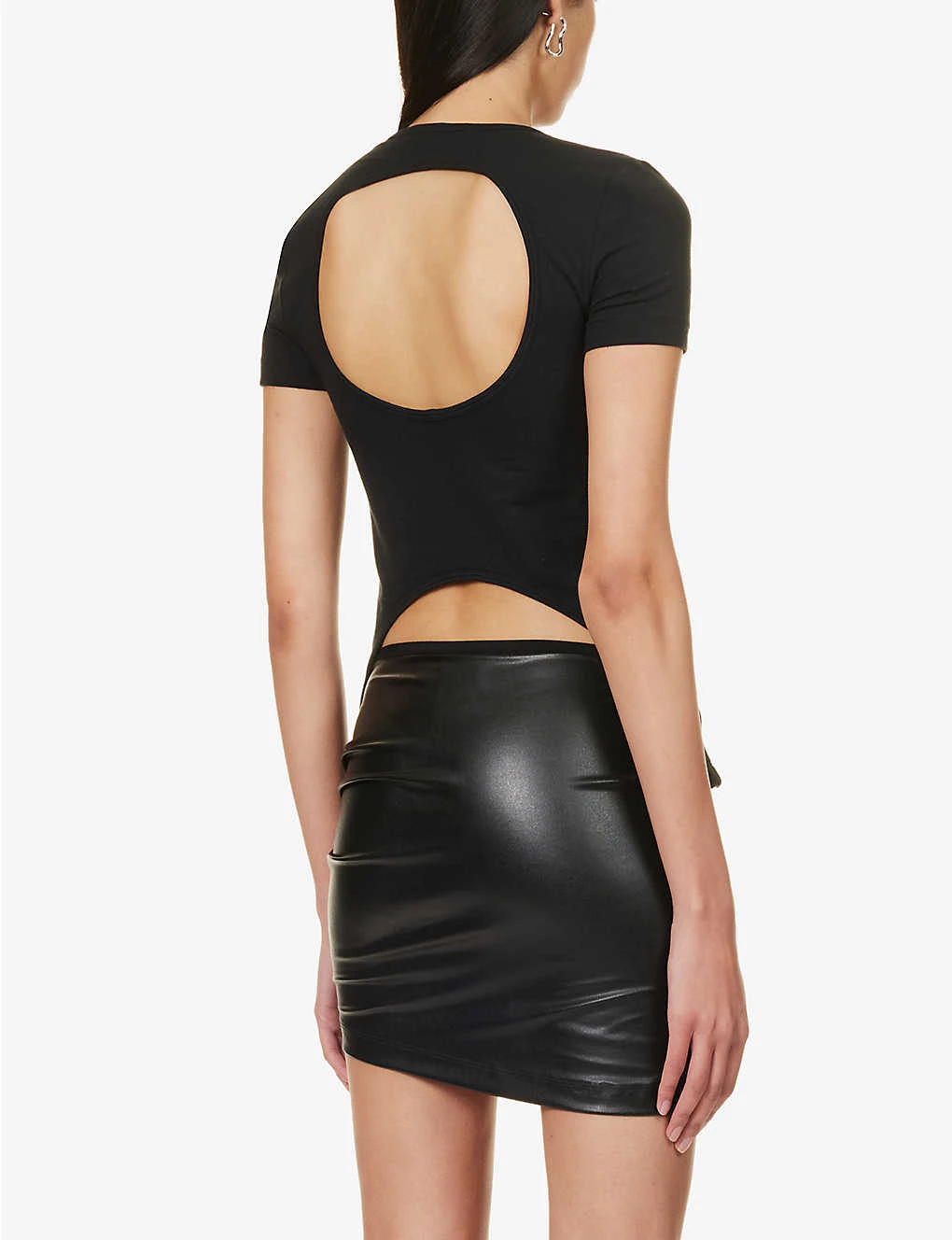 Helmut Lang Cut-out Slim-fit Cotton-blend T-shirt 6 Helmut Lang Cut-out Slim-fit Cotton-blend T-shirt - Image 4