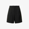 Weekend Max Mara Belbo Pleated Mid-rise Regular-fit Wool Shorts -VogueVibe Store R04151218 BLACK M