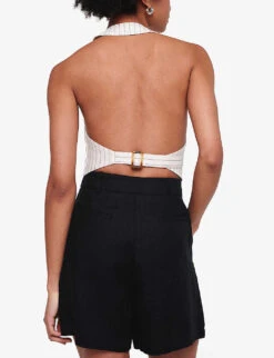 Fidel Tabbed Linen Shorts -VogueVibe Store R04151537 BLACK ALT03