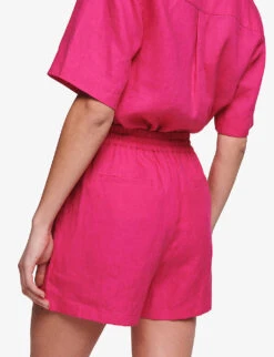 Hauti Relaxed-fit Linen Shorts -VogueVibe Store R04151541 RASPBERRY ALT03