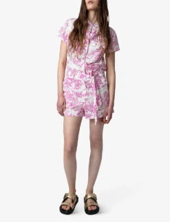Zadig & Voltaire Cookis Toile-de-Jouy-print Organic-cotton Playsuit 9 Zadig & Voltaire Cookis Toile-de-Jouy-print Organic-cotton Playsuit -VogueVibe Store R04151940 TOILE ALT02