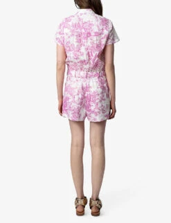 Zadig & Voltaire Cookis Toile-de-Jouy-print Organic-cotton Playsuit 10 Zadig & Voltaire Cookis Toile-de-Jouy-print Organic-cotton Playsuit -VogueVibe Store R04151940 TOILE ALT03