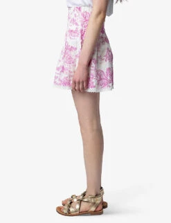 Zadig & Voltaire Jocky Toile-de-Jouy-print Organic-cotton Mini Skirt -VogueVibe Store R04151942 TOILE ALT02