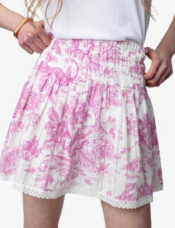 Zadig & Voltaire Jocky Toile-de-Jouy-print Organic-cotton Mini Skirt -VogueVibe Store R04151942 TOILE ALT04
