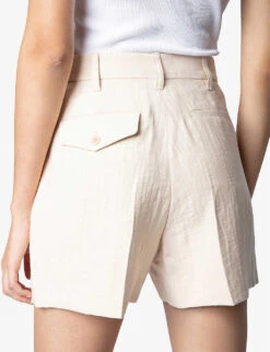 Zadig & Voltaire Please Creased Viscose-blend Shorts -VogueVibe Store R04151946 POUDRE ALT04