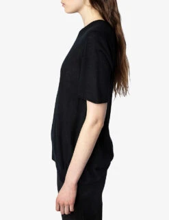 Zadig & Voltaire Ida Signature-wings Cashmere Top -VogueVibe Store R04151983 NOIR ALT02