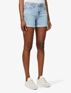 7 For All Mankind Boy Faded-wash Stretch-denim Shorts -VogueVibe Store R04152127 BLURRED ALT02