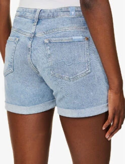 7 For All Mankind Boy Faded-wash Stretch-denim Shorts -VogueVibe Store R04152127 BLURRED ALT05