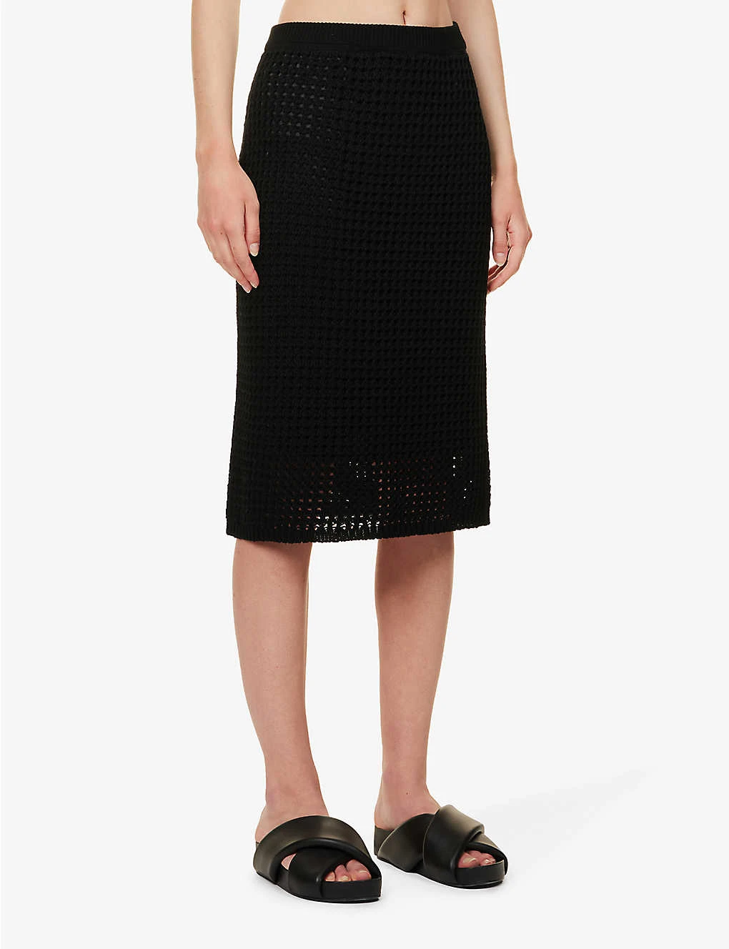 THEORY Textured Mid-rise Cotton Knitted Midi Skirt 5 THEORY Textured Mid-rise Cotton Knitted Midi Skirt - Image 3