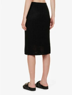 THEORY Textured Mid-rise Cotton Knitted Midi Skirt 10 THEORY Textured Mid-rise Cotton Knitted Midi Skirt -VogueVibe Store R04152412 BLACK ALT03