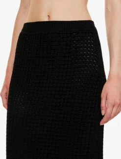THEORY Textured Mid-rise Cotton Knitted Midi Skirt 11 THEORY Textured Mid-rise Cotton Knitted Midi Skirt -VogueVibe Store R04152412 BLACK ALT04
