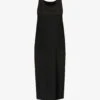 Ayala A-line Silk-blend Midi Dress -VogueVibe Store R04152531 BLACK M