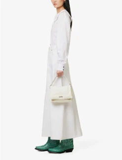 Ganni Mid-rise Logo-appliqué Organic-denim Maxi Skirt -VogueVibe Store R04152903 BRIGHTWHITE ALT01