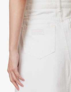 Ganni Mid-rise Logo-appliqué Organic-denim Maxi Skirt -VogueVibe Store R04152903 BRIGHTWHITE ALT04