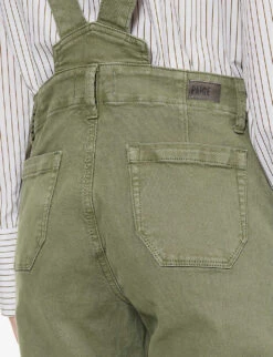 Paige Mayslie Square-neck Stretch-denim Dungarees -VogueVibe Store R04153169 VINTAGEIVYGREEN ALT04