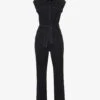 Paige Jett Cap-sleeved Stretch-denim Jumpsuit -VogueVibe Store R04153212 BLACKDOVE M