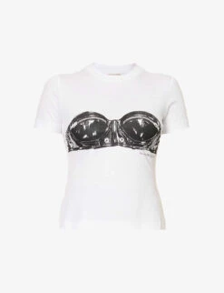 Alexander McQueen Biker Bra Graphic-print Cotton T-shirt