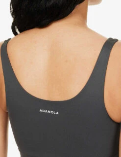 Ultimate Longline Scoop-neck Stretch-woven Top -VogueVibe Store R04153495 CHARCOAL ALT04