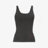 Ultimate Longline Scoop-neck Stretch-woven Top -VogueVibe Store R04153495 CHARCOAL M