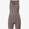 Ultimate Scoop-neck Sleeveless Stretch-woven Unitard -VogueVibe Store R04153497 COCOA M