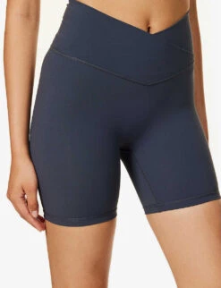 Ultimate Wrap-over High-rise Stretch-woven Shorts -VogueVibe Store R04153511 MIDNIGHTBLUE ALT04