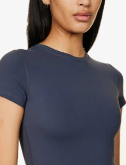 Ultimate Short-sleeved Stretch-woven Unitard -VogueVibe Store R04153514 MIDNIGHTBLUE ALT04