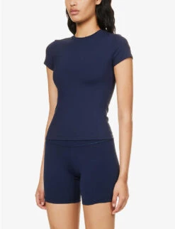 Ultimate Slim-fit Stretch-woven T-shirt 9 Ultimate Slim-fit Stretch-woven T-shirt -VogueVibe Store R04153524 NAVYBLUE ALT02