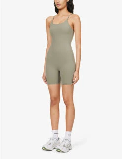 Ultimate Scoop-neck Stretch-woven Playsuit -VogueVibe Store R04153525 OLIVEGREEN ALT02