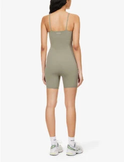 Ultimate Scoop-neck Stretch-woven Playsuit -VogueVibe Store R04153525 OLIVEGREEN ALT03