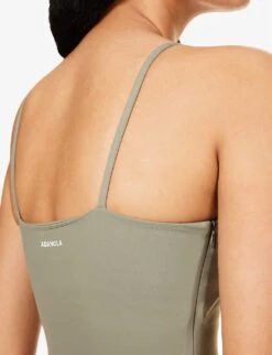 Ultimate Scoop-neck Stretch-woven Playsuit -VogueVibe Store R04153525 OLIVEGREEN ALT04