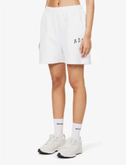 Sweat High-rise Logo-print Cotton-jersey Shorts -VogueVibe Store R04153530 WHITE ALT02