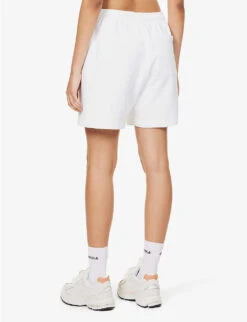 Sweat High-rise Logo-print Cotton-jersey Shorts -VogueVibe Store R04153530 WHITE ALT03