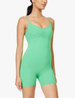 Ultimate Ruched-front Stretch-woven Playsuit 9 Ultimate Ruched-front Stretch-woven Playsuit -VogueVibe Store R04153646 KELLYGREEN ALT02