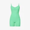 Ultimate Ruched-front Stretch-woven Playsuit -VogueVibe Store R04153646 KELLYGREEN M