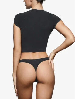 Vintage Cropped Stretch-cotton T-shirt -VogueVibe Store R04153795 WASHEDONYX ALT03