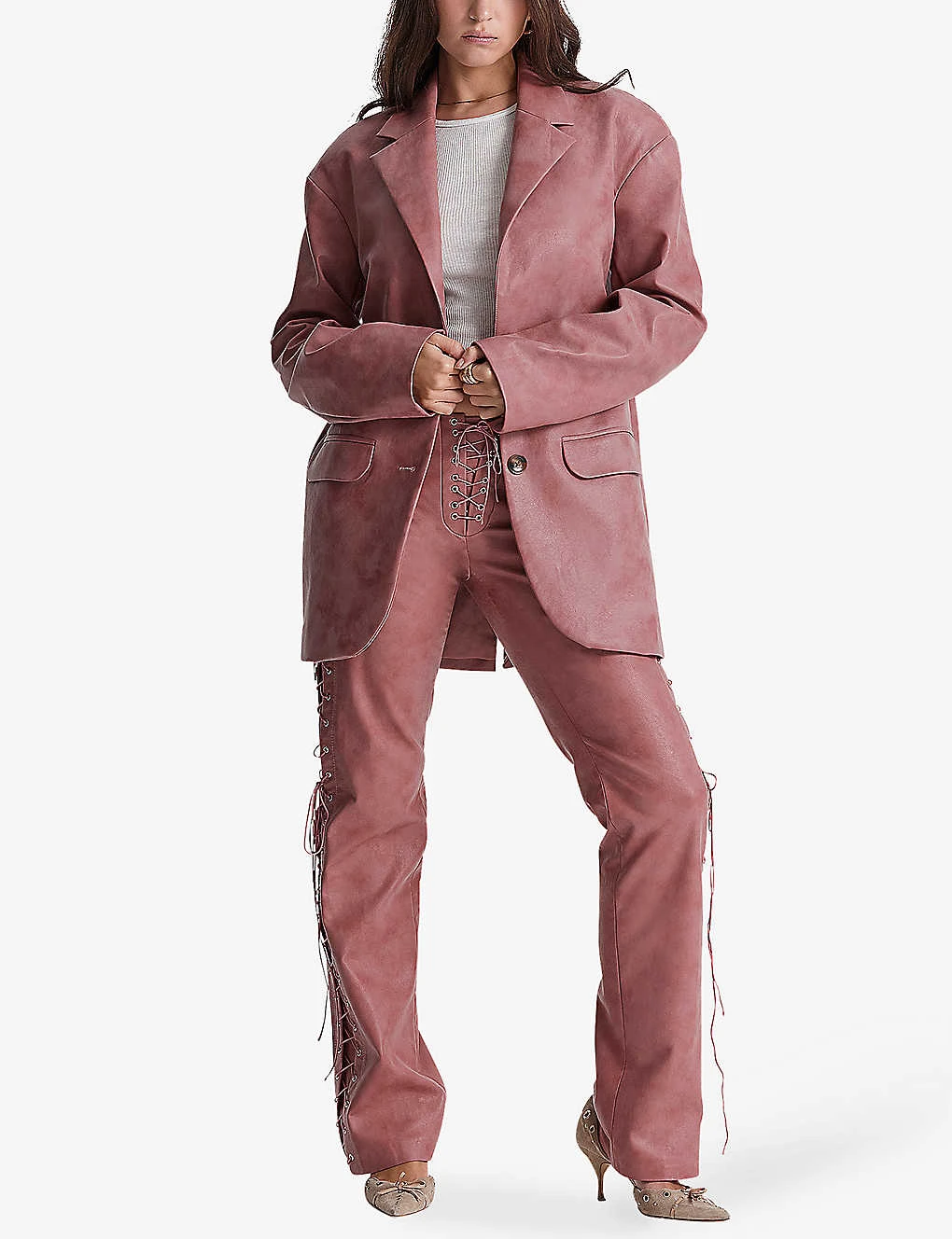 Kiera Single-breasted Relaxed-fit Vegan-leather Blazer 4 Kiera Single-breasted Relaxed-fit Vegan-leather Blazer - Image 2