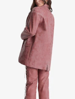 Kiera Single-breasted Relaxed-fit Vegan-leather Blazer 10 Kiera Single-breasted Relaxed-fit Vegan-leather Blazer -VogueVibe Store R04154061 WARMPINK ALT03